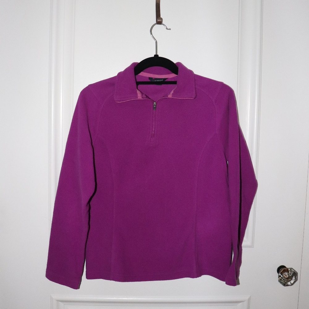 Polartec Lands’ End Purple Fleece Pullover | Warm Outdoor Quarter-Zip